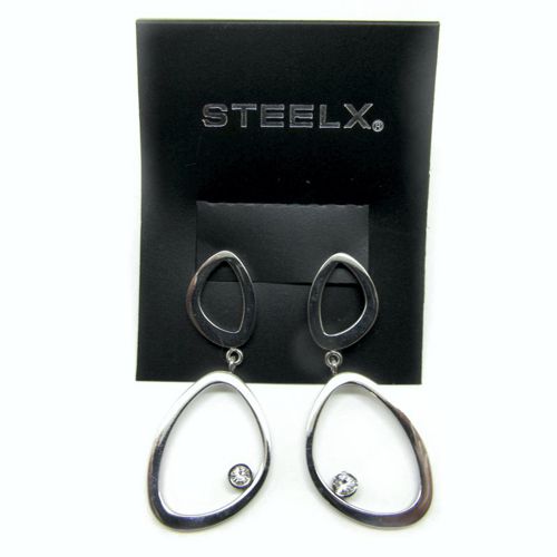 STEELX Modern Open Ovals w/CZ Earrings - ER369